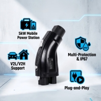 Chargeur bidirectionnel pour véhicule électrique 5kW CCS2 vers GBT V2L, prise européenne pour utilisation domestique, 200-1000V 250A