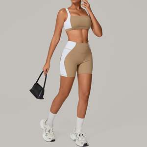 RUIQUWIN-Conjunto de Pantalones Cortos de Yoga Personalizados para Mujer, Ropa Deportiva, Sexy, Sin Espalda, Transpirable, Secado Rápido, Retazos Ajustados - Product Image 3