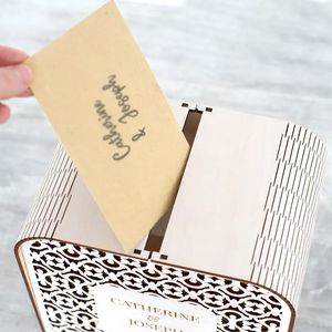 Modern Laser Engraved Eco-Friendly Wood Souvenir Love Theme Tabletop <strong>Card</strong> <strong>Box</strong> Slot <strong>for</strong> <strong>Post</strong> <strong>Cards</strong> Rose <strong>Cards</strong> <strong>Box</strong> <strong>Wedding</strong> Favors - Product Image 4