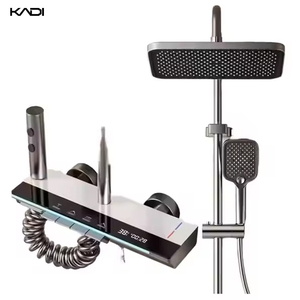 Nhà Sử Dụng Kỹ Thuật Số Hiển Thị Môi Trường Xung Quanh Ánh Sáng Phòng Tắm Tĩnh Nhiệt Mưa Vòi Hoa Sen Đặt Đánh Bóng Nhôm Mềm Áp Lực Thúc Đẩy Căn Hộ - Product Image 2