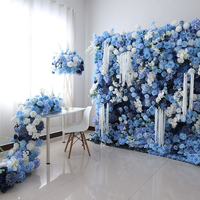 Dinding Bunga Sutra Mawar Biru Royal Desain Baru K43, Latar Belakang Dinding Bunga Sutra Buatan untuk Dekorasi Sewa Acara Pernikahan