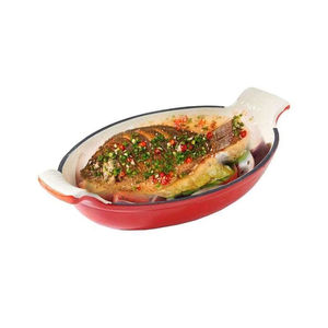 مقلاة تحميص مطلية بالمينا من الحديد الزهر بسعر المصنع ، مقلاة خبز على شكل سمكة - Product Image 1