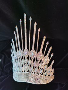 Rojo Azul Cristal Tiara Alto AB Rhinestone Pageant Corona - Product Image 3