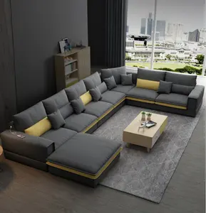 Wohnzimmer möbel moderne stoff ecksofa 7 sitzer U form sofa set