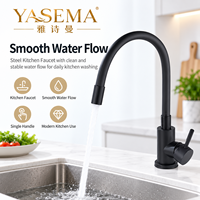 Robinet de cuisine en acier noir, mitigeur d'évier à poignée unique, bec flexible, débit d'eau fluide, vente en gros d'usine OEM ODM