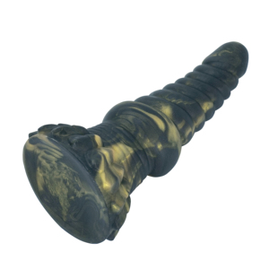 <span class=keywords><strong>Dildo</strong></span> de Silicona Suave con Diseño Trenzado en Negro y Dorado - Product Image 5