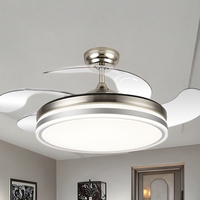 Ventilateur de plafond décoratif moderne à profil bas, invisible et rétractable, avec télécommande, 36/42/48 pouces, LED 3 couleurs, luxe