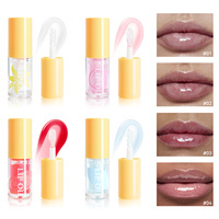 Ensemble de rouge à lèvres-Brillant à lèvres hydratant et hydratant à saveur de fruits-Crème pour les lèvres gonflées transparente-Pack de 4 saveurs