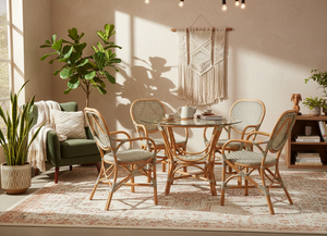 Ensemble de salle à manger en rotin Jamaica Bistro, table et chaises modernes et élégantes pour hôtels et salles à manger à domicile, confortables et élégantes - Product Image 5