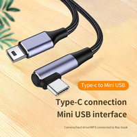 Kabel data bersama OTG kabel transmisi usb Tipe C ke mini nilon Tipe c sudut kanan terbaru