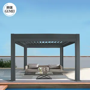 अनुकूलित मोर्डन शैली उद्यान फर्नीचर बाहरी फर्नीचर स्वचालित पेगोला छत एल्यूमीनियम पेगोरा के साथ एडजस्टेबल लाउवर्स