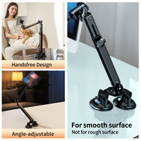Bras télescopique à double ventouse en alliage d'aluminium Pince magnétique pour téléphone portable Pince de bureau à angle réglable