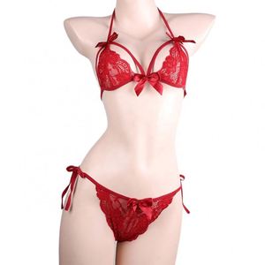X2214 New Hot Ladies <span class=keywords><strong>Ropa</strong></span> Dama Sujetador de encaje transparente y conjunto de bragas Vendaje maduro <span class=keywords><strong>Pretty</strong></span> Bow Lencería sexy <span class=keywords><strong>Ropa</strong></span> interior de mujer - Product Image 5