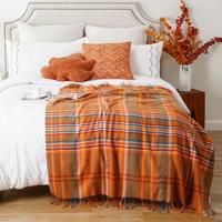 Plaids d'extérieur légers style ferme, classiques, en cachemire épaissi, à motif écossais et à imprimé buffle, pour lit et canapé
