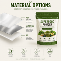 Sachet refermable personnalisé imprimé, résistant à l'humidité, en aluminium laminé de qualité alimentaire, emballage souple pour poudre de superaliments