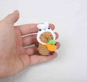 Hand Made Crochet Capybara Kapibala Capibara Keychain Woven Knit Capybara Crochet Amigurumi Dolls Animals Toys Plush Key <b>Ring</b> - Product Image 6