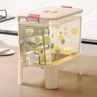Seau de stockage de boissons domestique transparent à double compartiment, grande capacité 6,5 L, design moderne en PP, avec double robinet