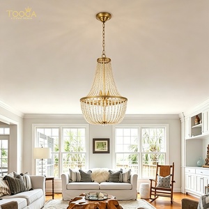 Custom Handmade Modern Luxury Brass Crystal Bead <b>Chandelier</b> 6-Light for Dining Room Living Room Villa Hotel OEM ODM - Product Image 4