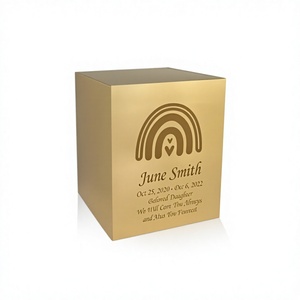 Brass Bronze Metal <b>Cube</b> Cremation Urns for Human Ashes With Free Velvet Bag - Product Image 1