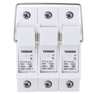 Tengen RT18-63 3P Fuse <b>Holder</b> 63A 690V Rail Mounted Ceramic Base - Product Image 1