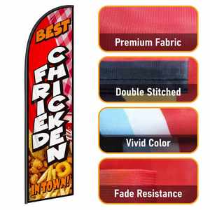 2.5*11.5 FT FRIED CHICKEN BEST High Quality Custom Feather <b>Flags</b> Beach <b>Flag</b> for Beach Party and Advertising Promotions - Product Image 5