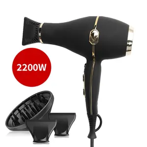 Matt black luxury portable hair dryer for curly hair blow dryers with concentrators