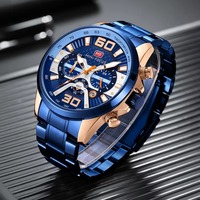 Montre-bracelet à quartz pour homme, chronographe, multi-cadrans, affichage de la date, bracelet en acier inoxydable, montre-bracelet sport décontractée
