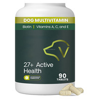 90 Tabletas Multivitamínicas para Perros, 27+ Activos para el Bienestar, Biotina, Vitaminas A, C y E, Suplemento para Mascotas, Refuerzo de Mantenimiento, Cuidado Diario de Vitalidad