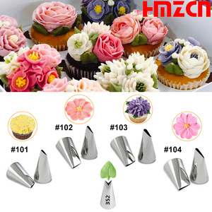 Hmzcn Stainless Steel Piping Nozzles 101 102 103 104 352 For Cake Decorating Flower Leaf Baking Tools - Product Image 1