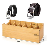 Organisateur de ceinture en bois moderne personnalisé avec 6 compartiments, porte-placard en bambou et porte-cravates, boîte à finition laquée pour le rangement de la ceinture