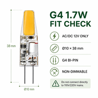 Ampoule LED G4 1,7W AC/DC 12V 200LM Silicone COB Non Dimmable 2700K Mini Bi-Pin