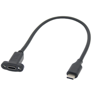PD 100W charge rapide USB C mâle vers USB C femelle câble d'extension vidéo 4K avec câble de montage sur panneau à vis de verrouillage