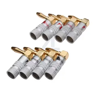 Right angled 90 degree banana plug 4mm gold-plated video speaker adapter, suitable for HIFI banana connector