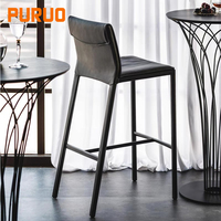 Chaises de bar de style minimaliste, design luxueux, tabourets hauts en cuir avec pieds en fer, tabourets de réception design