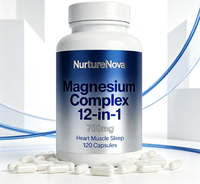 Kapsul Magnesium Kompleks 12-in-1 untuk Mendukung Otot, Suplemen Dewasa, 120 Kapsul