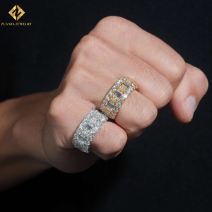 Moissanite Eternity Band <b>Rings</b> 18K Gold Plated Emerald Cut Pave Setting Luxury <b>Mens</b> Wedding Jewelry <b>Ring</b> - Product Image 4