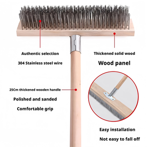 <span class=keywords><strong>Brosse</strong></span> à récurer <span class=keywords><strong>en</strong></span> fil métallique multi-tailles (20 cm, 30 cm, 50 cm) avec long manche <span class=keywords><strong>pour</strong></span> le nettoyage extérieur du jardin et de la cour - Product Image 1