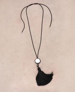 Kaimei 2025 Gioielli alla Moda, Decorazione di Halloween, <span class=keywords><strong>Collana</strong></span> <span class=keywords><strong>Lunga</strong></span> da Donna con Nappine Nere, Stile Boho, <span class=keywords><strong>Argento</strong></span>, Collane Lunghe per Halloween - Product Image 4