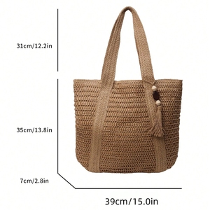 Сумка-тоут ручной работы из натуральной бумажной соломы - Product Image 6