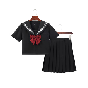 Conjunto de uniforme escolar de algodón personalizado de manga corta para niños de primaria con opción de falda o pantalón - Product Image 6