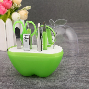 Baby Nail Clipper <b>Set</b> Apple Shaped 9 Piece Portable <b>Tool</b> Kit For Children With Gift <b>Box</b> Packaging - Product Image 4