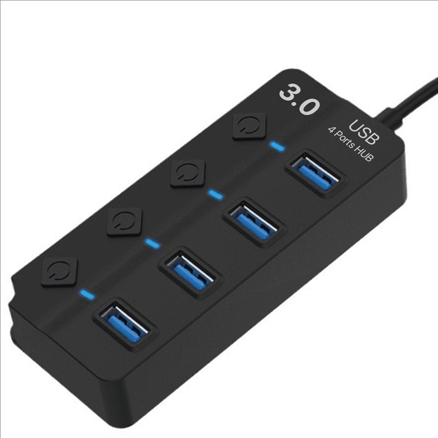 Independent Button Control 4 Port USB 3.0 Hub SuperSpeed 5Gbps Multi Port Adapter Splitter for Computer Desktop