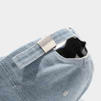 Casquette de baseball en jean délavé et vieilli, non structurée, à six panneaux, souple, style « Dad Hat », avec anneaux métalliques argentés, ajustable, vente en gros