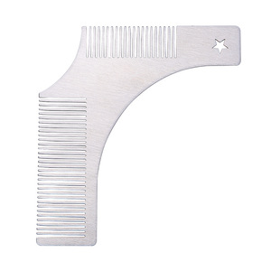 Peine para barba de acero inoxidable Playboy de doble cara para peinar y afeitar el cabello de los hombres, diseño con estampado de estrellas - Product Image 1