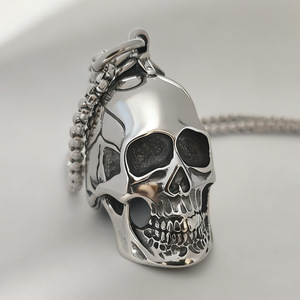 Collier avec pendentif en forme de crâne en acier inoxydable, couleur or, unisexe, style punk, bijoux à la mode - Product Image 2