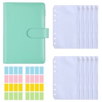 Vente flash : classeur à enveloppes pour budget et dépenses, couleur macaron, portable, avec dossier, feuilles mobiles, classeur en cuir PU, carnet de notes