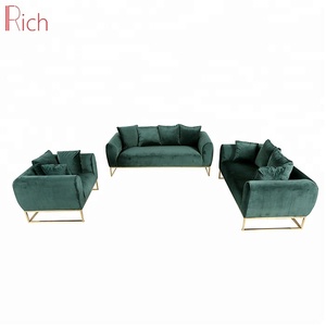 Green Velvet Stainless Steel Leg Single Sofa American Style <span class=keywords><strong>Classic</strong></span> Fabric Sofa Furniture for Living Room - Product Image 6