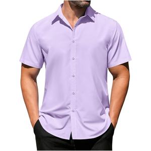 Col chemise hawaïenne pour hommes à manches courtes chemises boutonnées à fleurs chemises de plage de vacances tropicales avec poche - Product Image 5