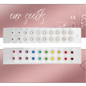 Biji telinga stiker Titik terapi aurikular emas 24k kristal dengan tas kemasan khusus OEM - Product Image 3