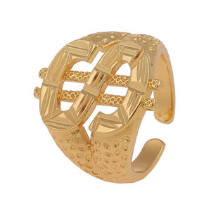 2025 Hiphop dominateur 18K plaqué or réglable loup Dollar signe ouvert bague pour homme - Product Image 2